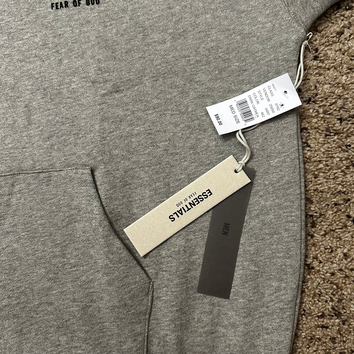 Dark Oatmeal Essentials Fear of God Hoodie